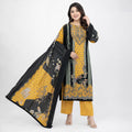 Winner Ladies 3Pc Maize Yellow-2 Print Unstitched Kurta Set - 55766
