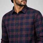 Winner Men's Magenta Navy Check Casual Shirt - 80045