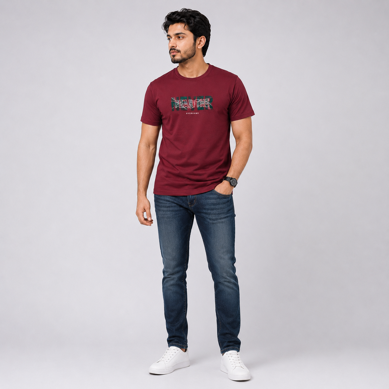 Maroon Slim Winner Men'S T Shirt - 80088