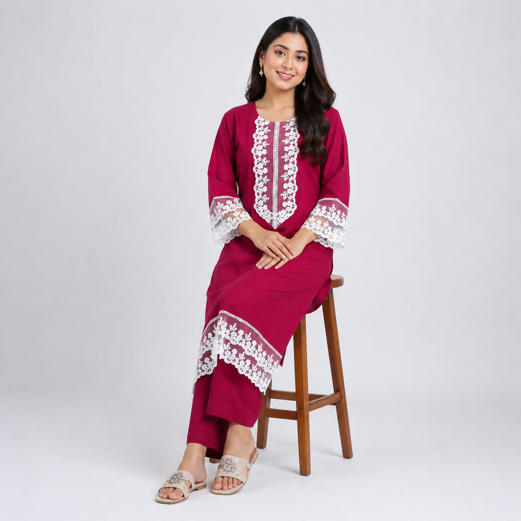 Maroon Ladies Cord Set - 80004