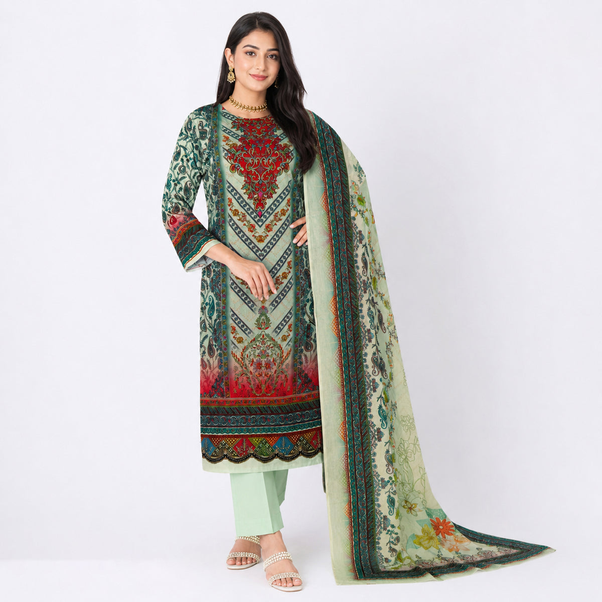 Winner Ladies 3Pc Master-1 Print Unstitched Kurta Set - 55766