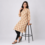 Winner's Masturd And White Aop  Ladies Kurti - 80002