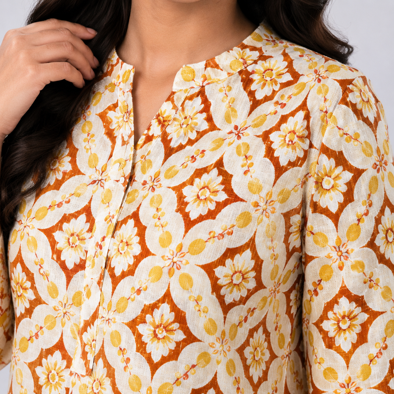 Winner's Masturd And White Aop  Ladies Kurti - 80002