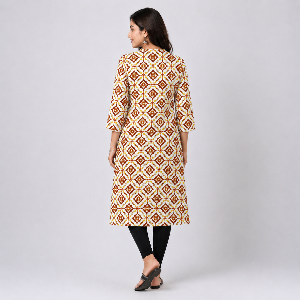 Winner's Masturd And White Aop  Ladies Kurti - 80002