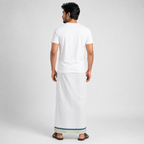 Winner White (Blue Border) Men's Lungi {5.5Hand} - 73999
