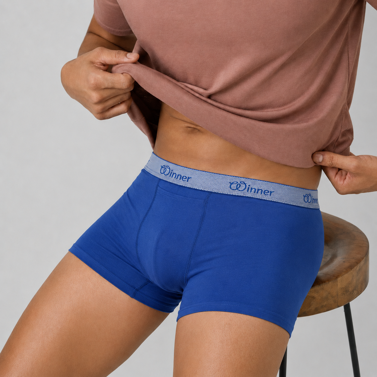 Winner's Mens Navy & Grey Crew Boxer  ( Pack Of 2 ) - 73409