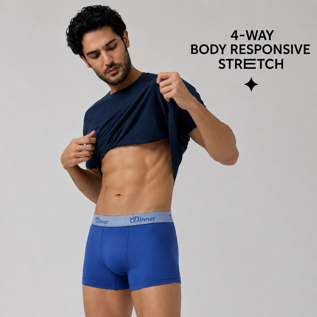 Winner's Mens Navy & Grey Crew Boxer  ( Pack Of 2 ) - 73409