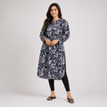 Navy And White Aop  Ladies Kurti - 80001