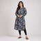 Navy And White Aop  Ladies Kurti - 80001