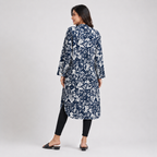 Navy And White Aop  Ladies Kurti - 80001