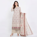 Winner Ladies 3Pc Off-White-2 Print Unstitched Kurta Set - 80156