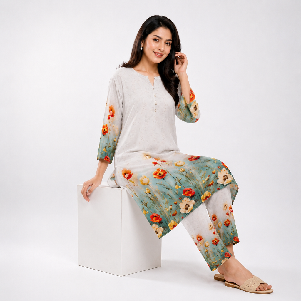 Winner Off-White Ladies Cord Set - 80191