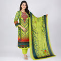 Winner Ladies 3Pc Olive-1 Print Unstitched Kurta Set - 55766