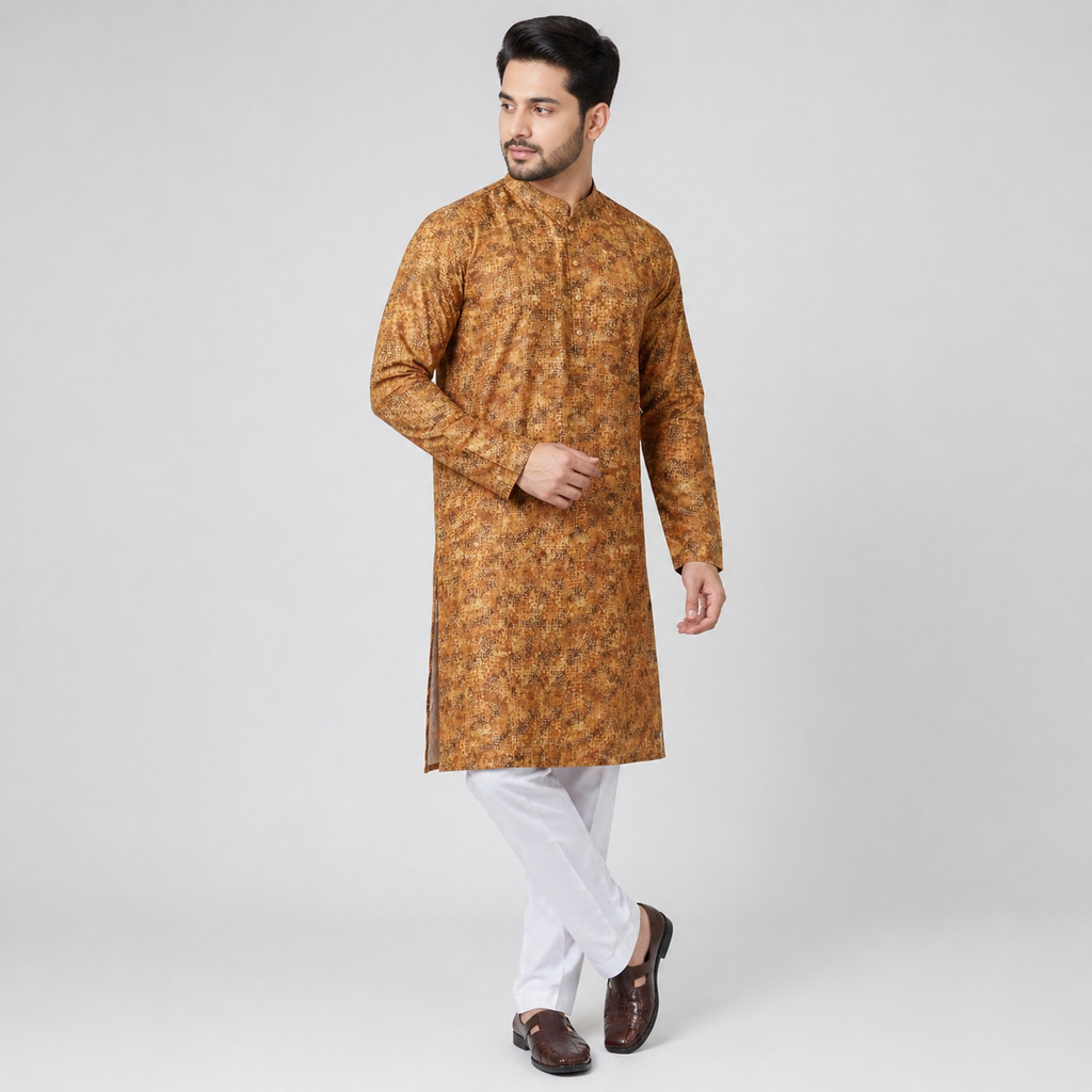 Winner Mens Orange Panjabi - 73915