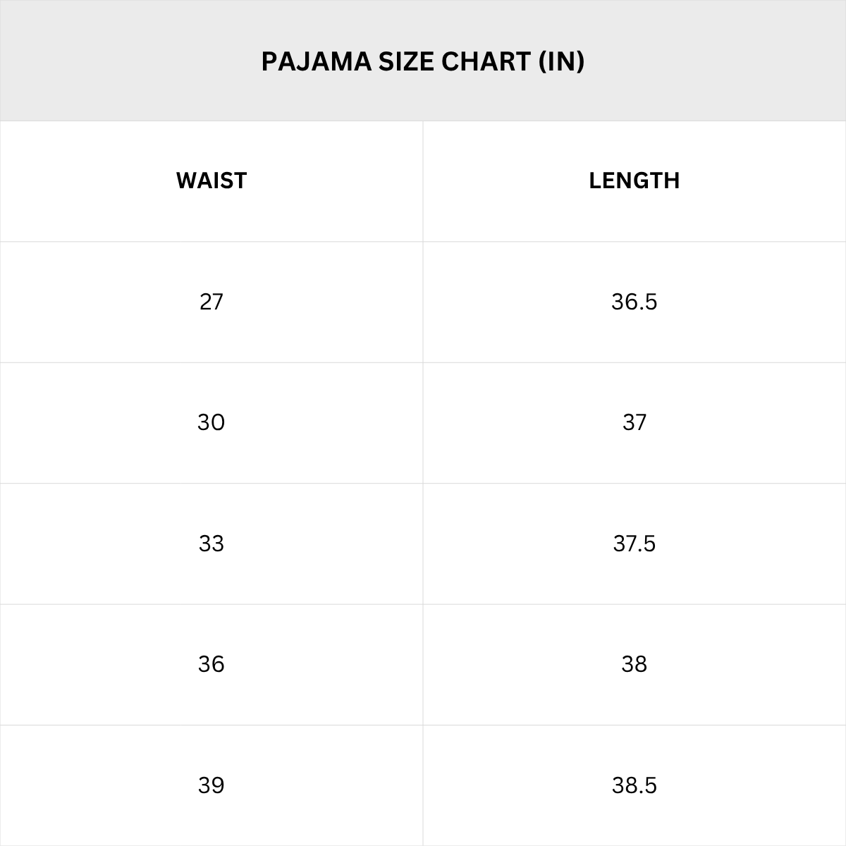 Size Chart