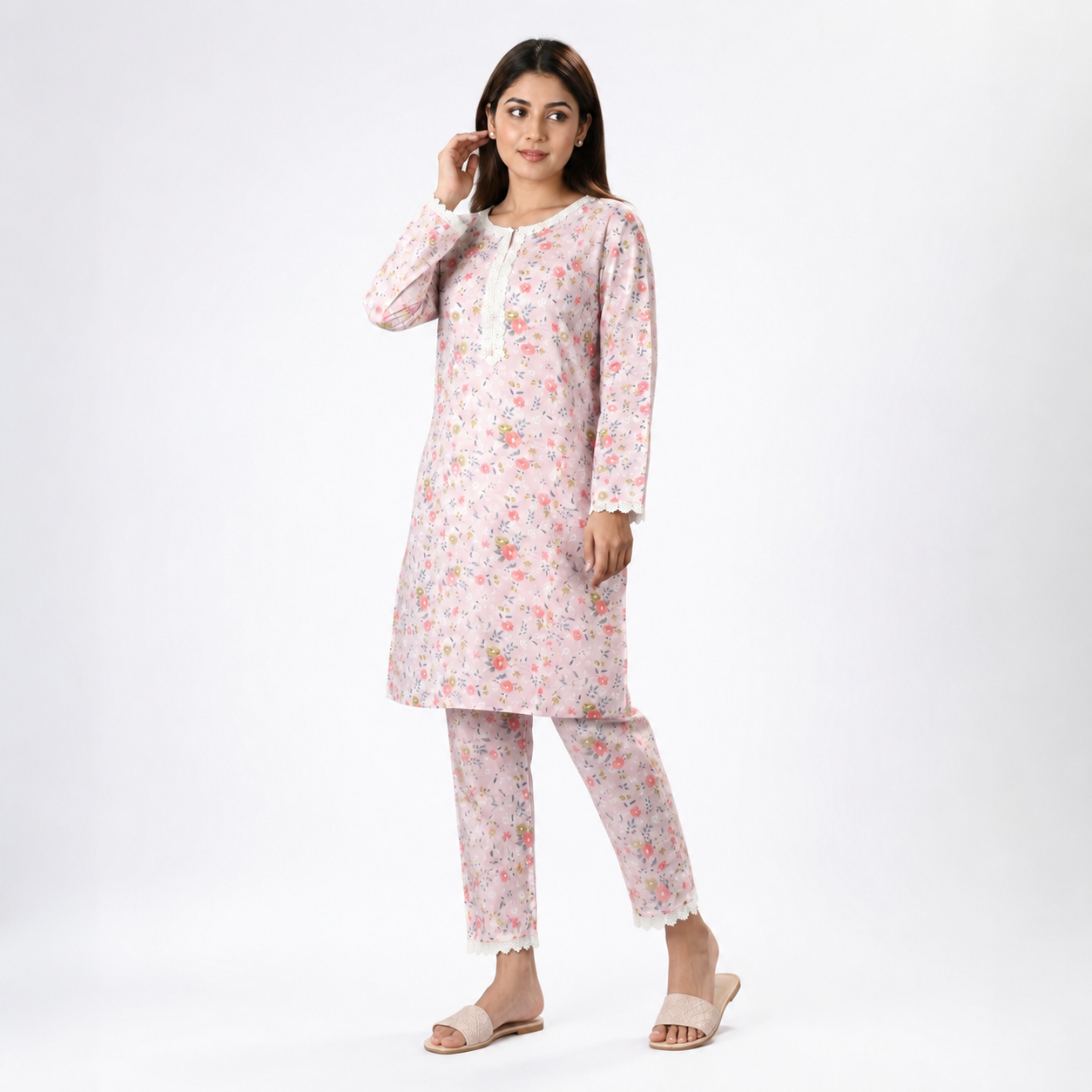 Winner Pink-AOP Ladies Kurti - 80186
