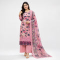 Winner Ladies 3Pc  Pastel Pink Print Unstitched Kurta Set - 80156
