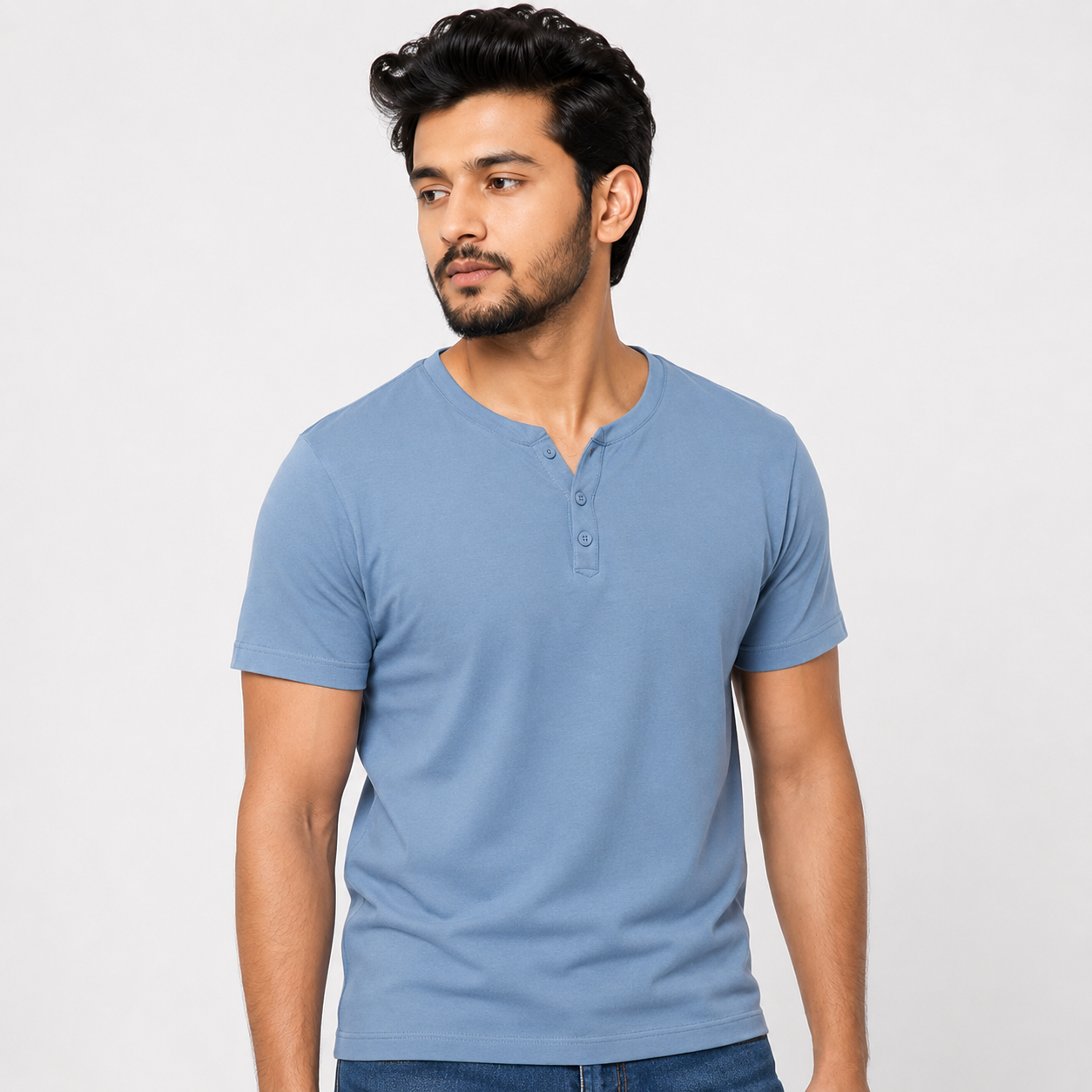 Winner Men's Pastel Blue China V-Neck T-Shirt - 80215