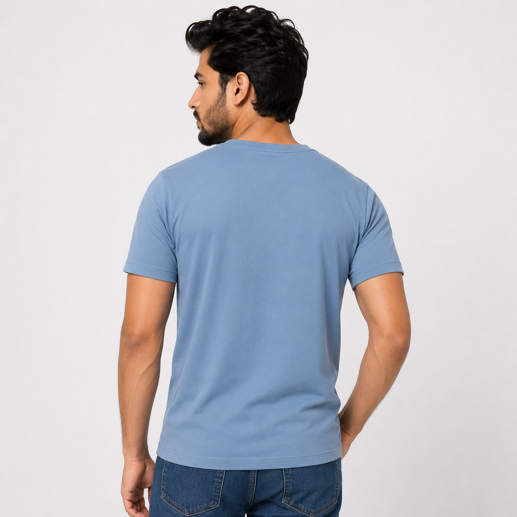 Winner Men's Pastel Blue China V-Neck T-Shirt - 80215