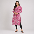Pink And Off White Aop  Ladies Kurti - 80001