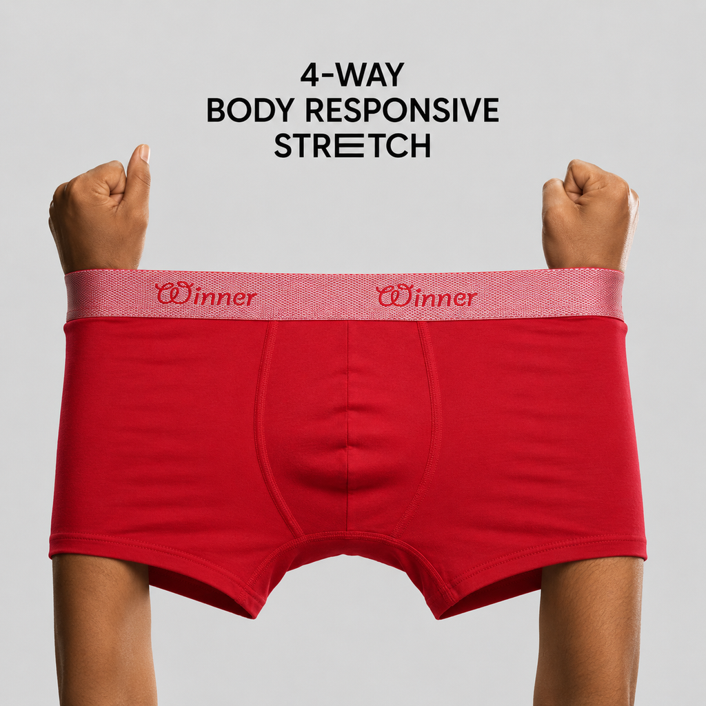 Winner Mens Black & Red Crew Boxer   ( PACK OF 2 ) - 73409