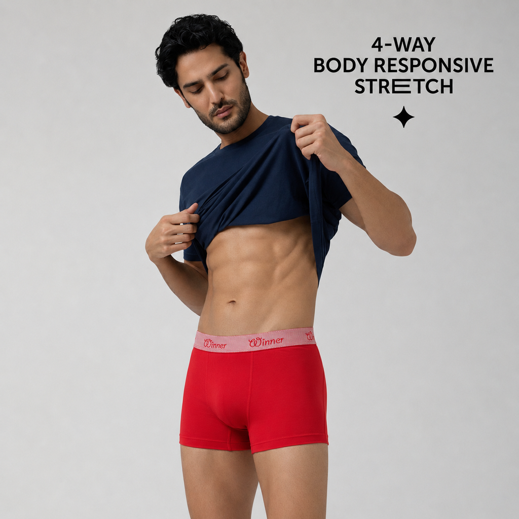 Winner Mens Black & Red Crew Boxer   ( PACK OF 2 ) - 73409