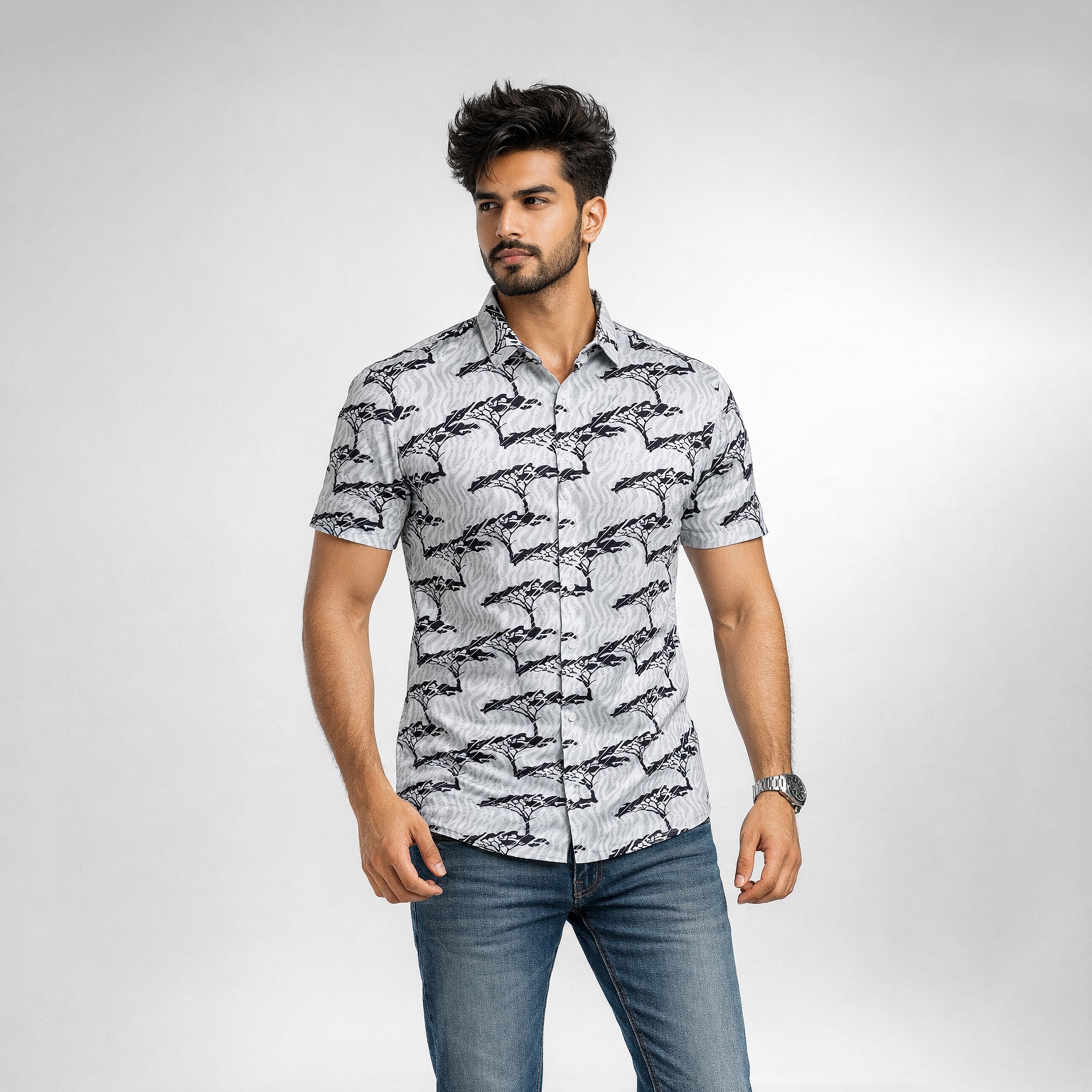Winner Men's Shadow play  Casual Half Sleeve  Shirt - 80046