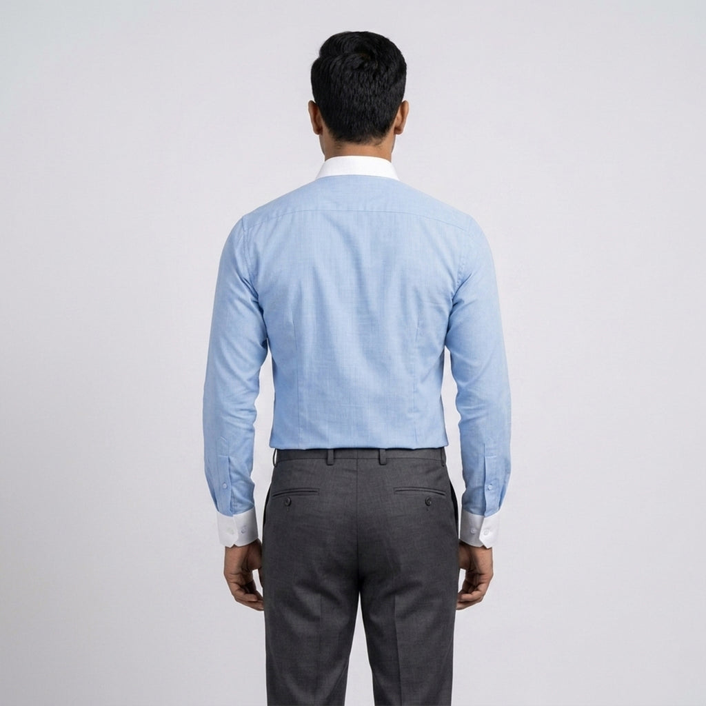 Winner Sky blue white collar Shirt - 43962