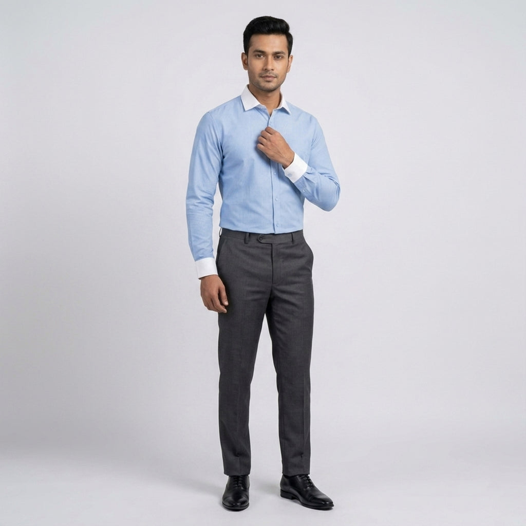 Winner Sky blue white collar Shirt - 43962