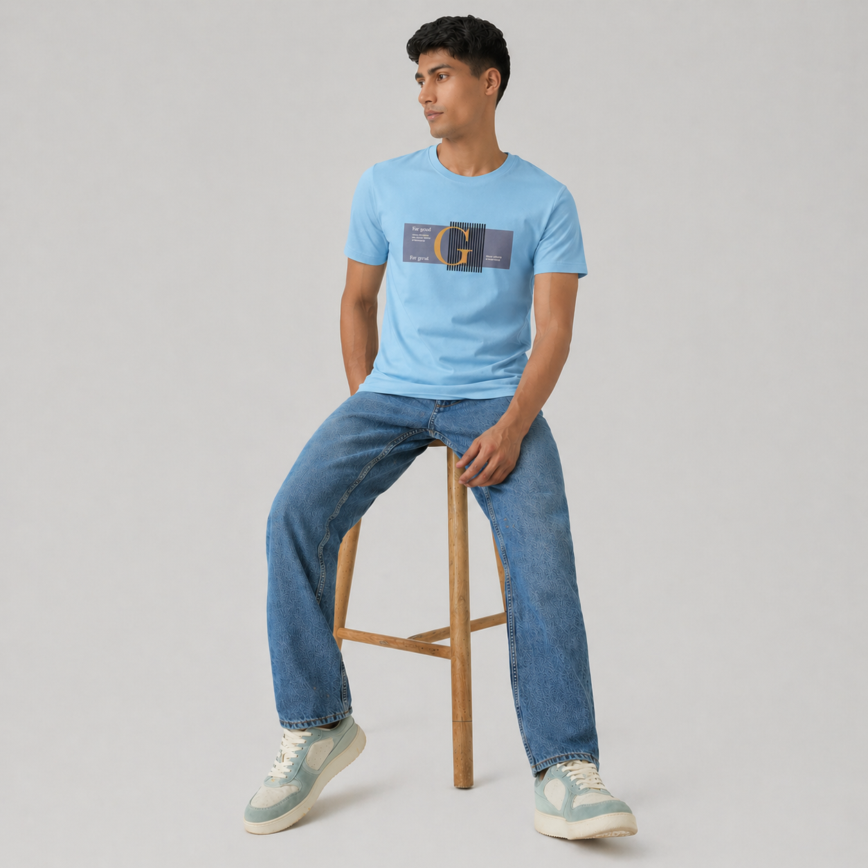 Winner Mens Sky Blue T Shirt - 73872