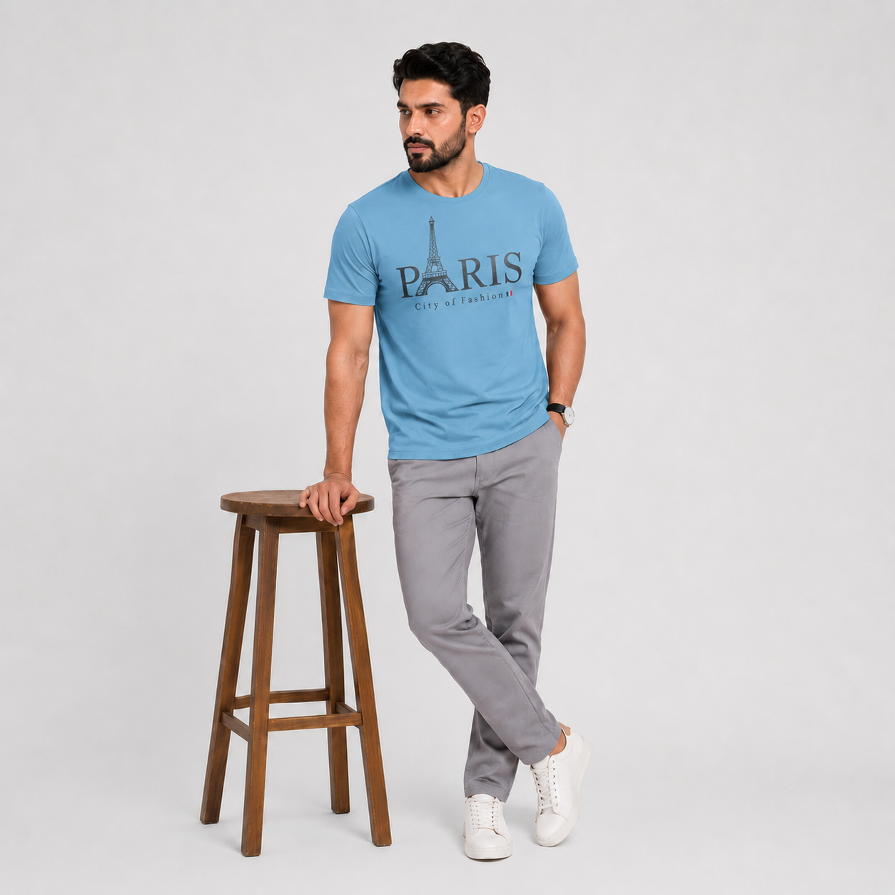 Sky Blue Slim Winner Men'S T Shirt - 73864
