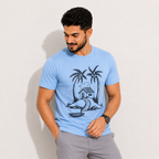 Sky Blue Slim Winner Men'S T Shirt - 73968