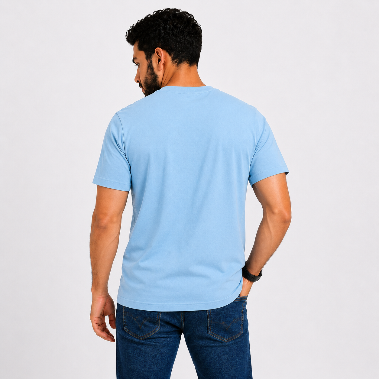 Sky Blue Slim Winner Men'S T Shirt - 73962