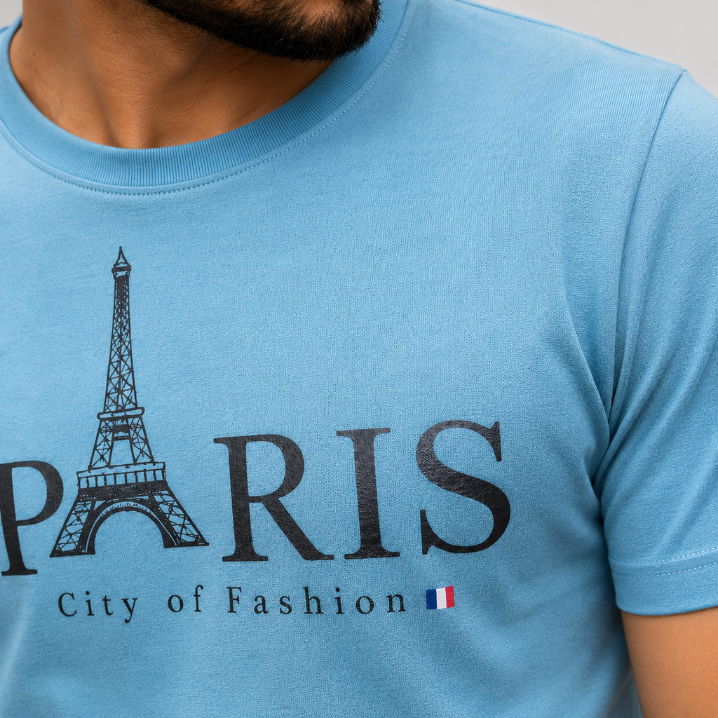 Sky Blue Slim Winner Men'S T Shirt - 73864