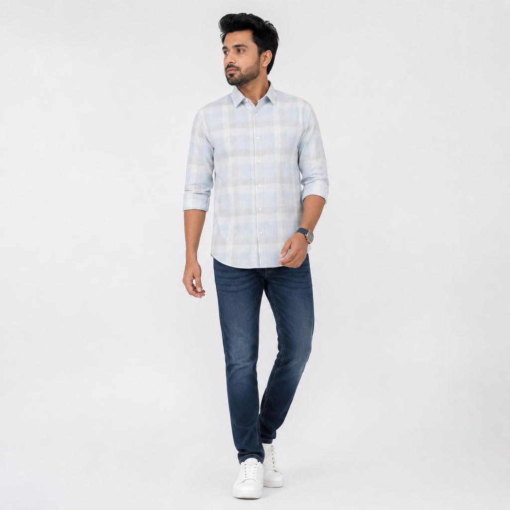 Winner Men's Sky Blue Casual  Shirt - 80296