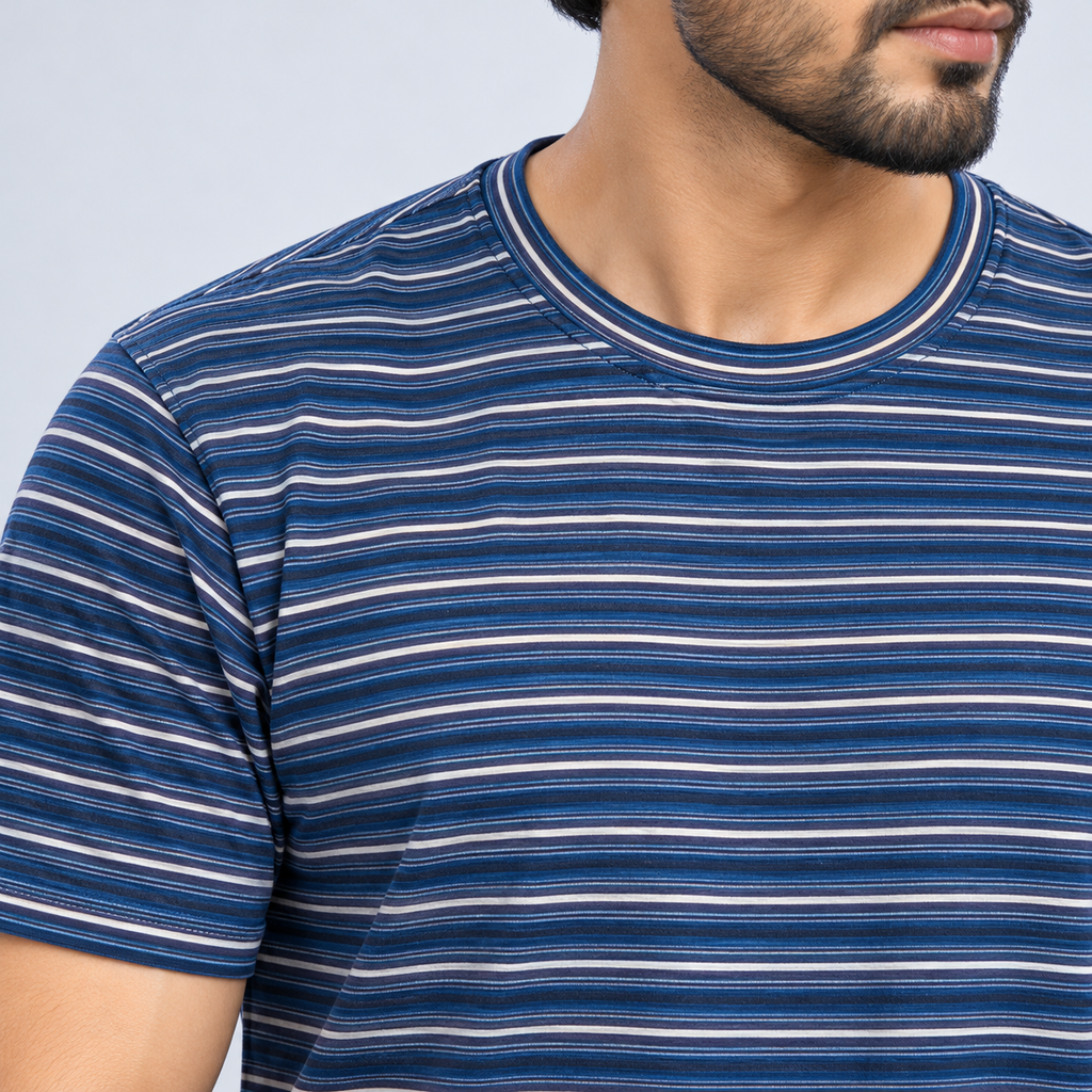Winner Men's White Blue Stripe T-Shirt 43816