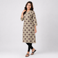 White and coffee AOP  Ladies kurti - 80002
