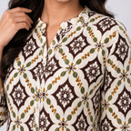 White and coffee AOP  Ladies kurti - 80002