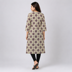 White and coffee AOP  Ladies kurti - 80002