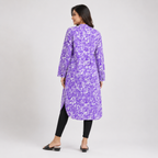 White And Purple Aop  Ladies Kurti - 80001