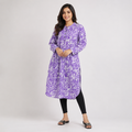 White And Purple Aop  Ladies Kurti - 80001