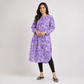 White And Purple Aop  Ladies Kurti - 80001
