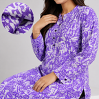 White And Purple Aop  Ladies Kurti - 80001