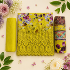 Ladies 3 pc Yellow Kurta Set - 73643