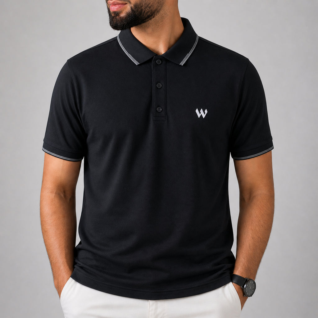 Winner Mens Black Polo T Shirt - 73584