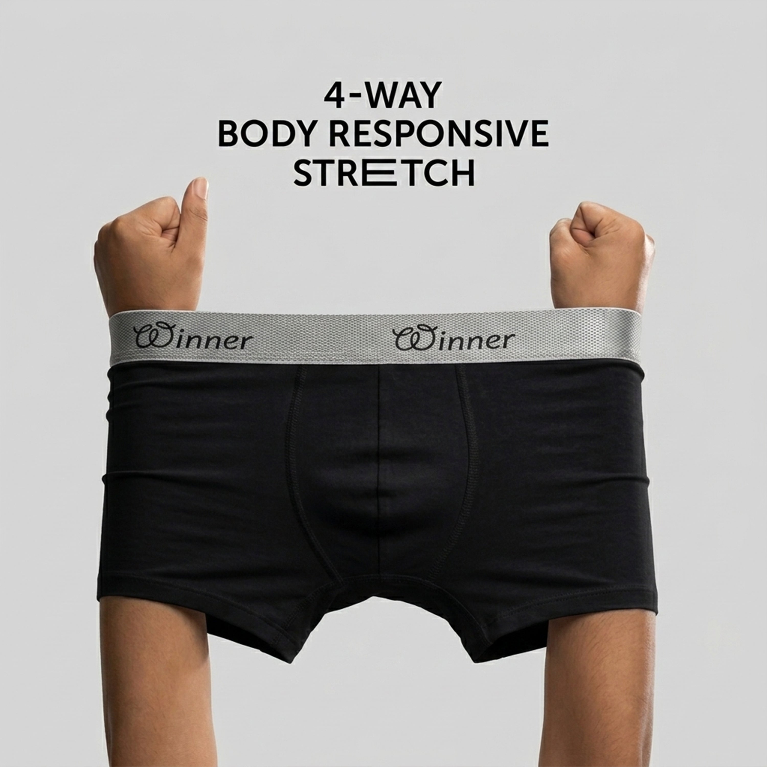 Winner Mens Black & White Crew Boxer ( 2 Pcs PACK ) - 73409