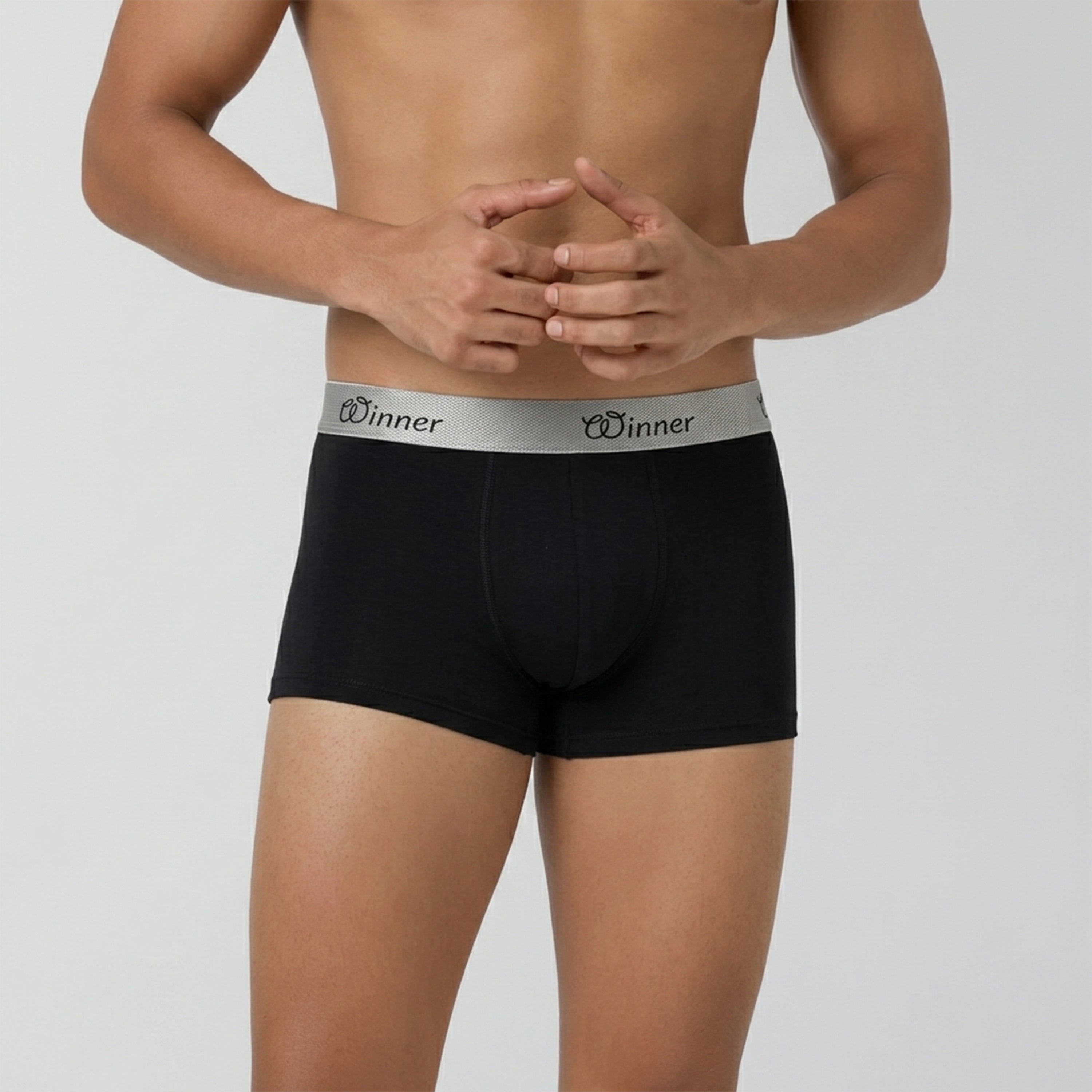 Winner Mens Black & White Crew Boxer ( 2 Pcs PACK ) - 73409
