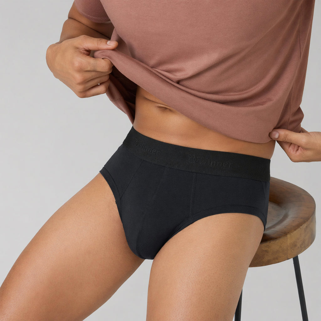 Winner's Mens Black Comforter Brief - 43684