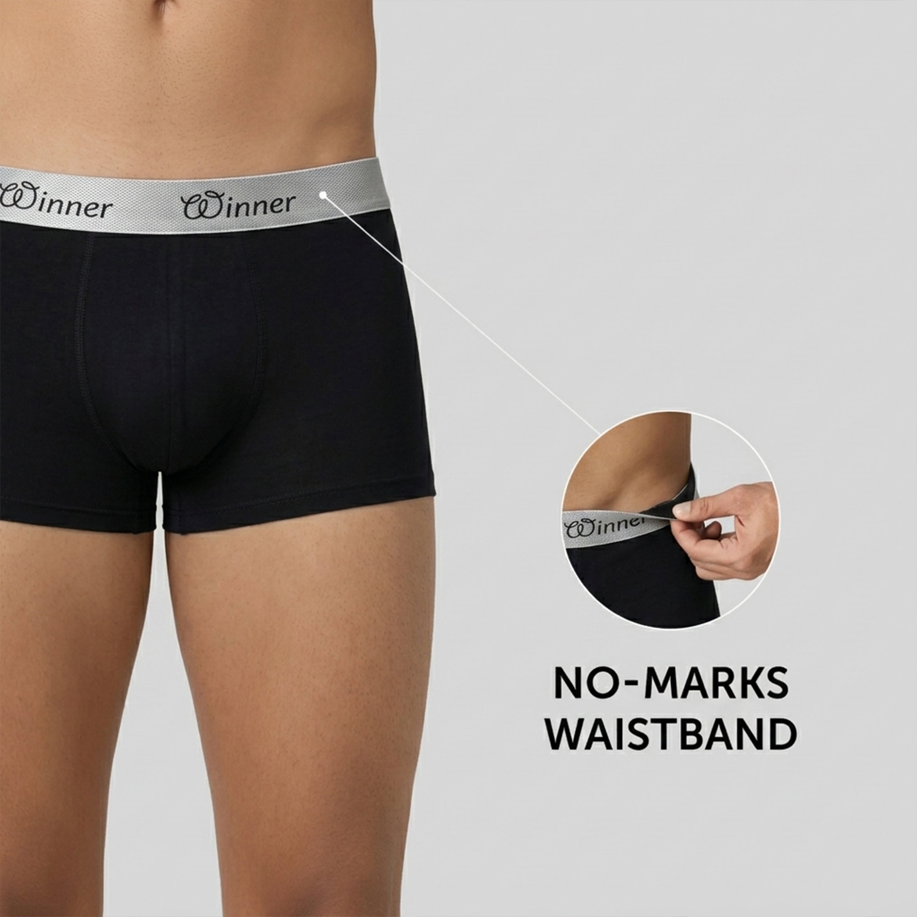 Winner Mens Black & White Crew Boxer ( 2 Pcs PACK ) - 73409