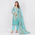 Winner Ladies 3Pc  Bright Sky Blue Print Unstitched Kurta Set - 80156